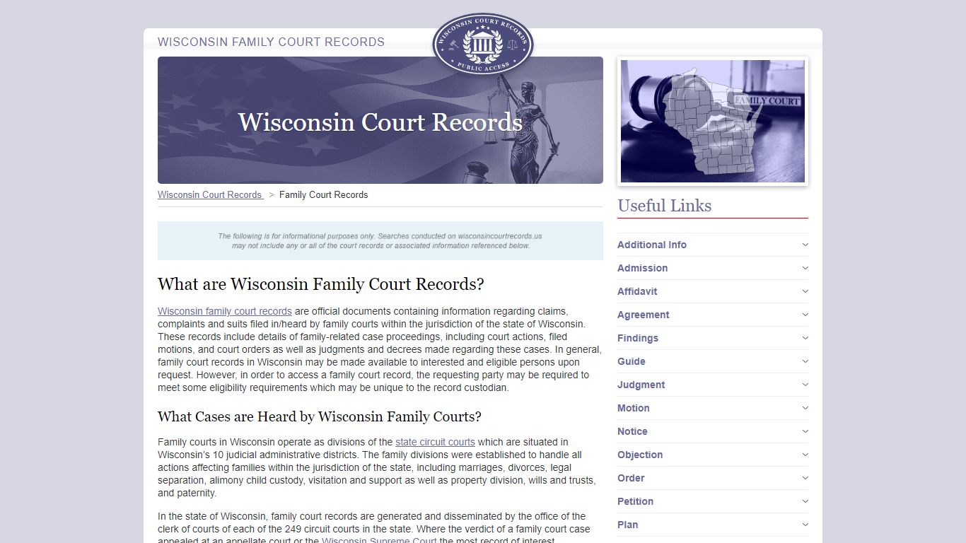 Wisconsin Family Court Records | WisconsinCourtRecords.us